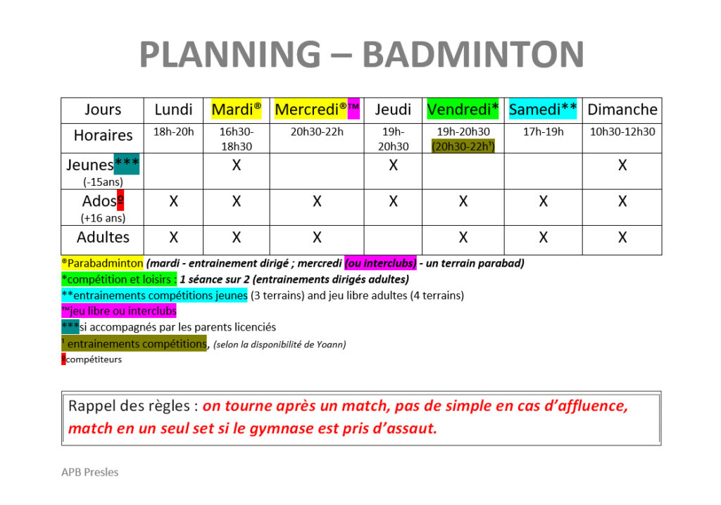 Page d’accueil - Badminton Presles
